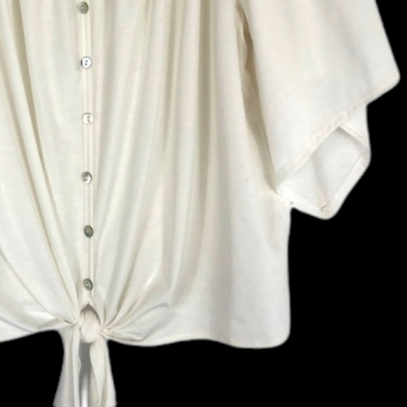 New Directions Flutter Sleeve Tie Top - Picture 2 of 5